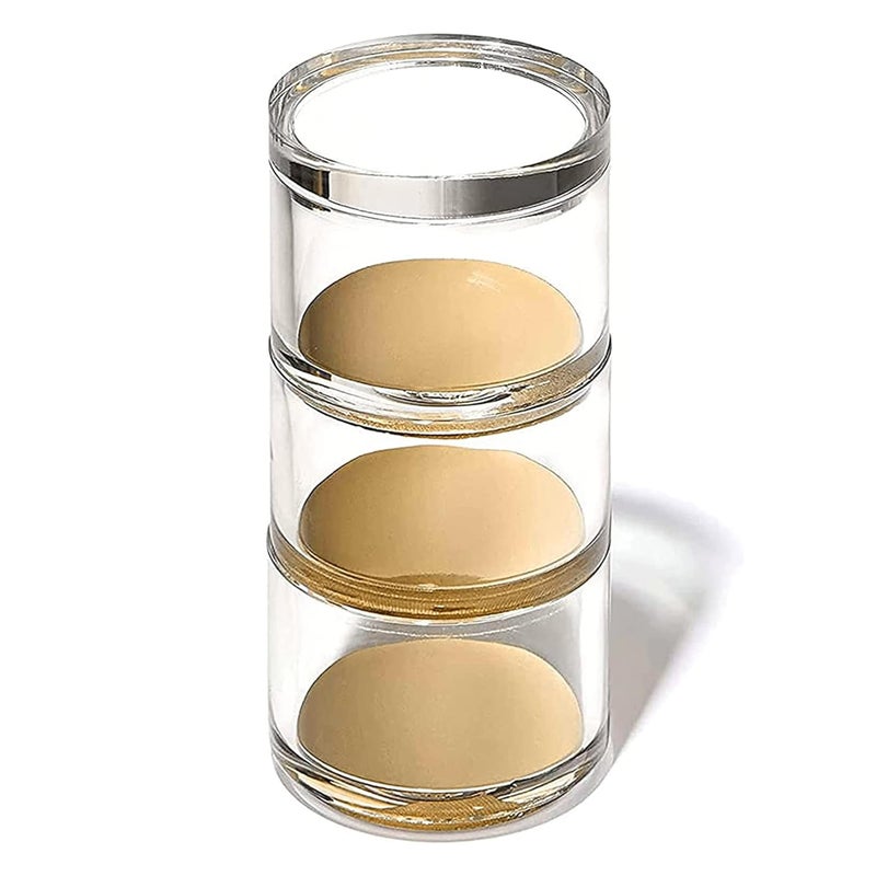 OfficeGoods 3-Tier Stackable Acrylic Holder- Stylish Desk Organizer and Storage for Office or Home - Transparent Round Design with Gold Metal Base - Image 1